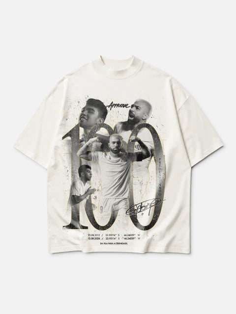 Approve Camiseta Unissex Santos x Gabigol 100 Gols Oversized Branco