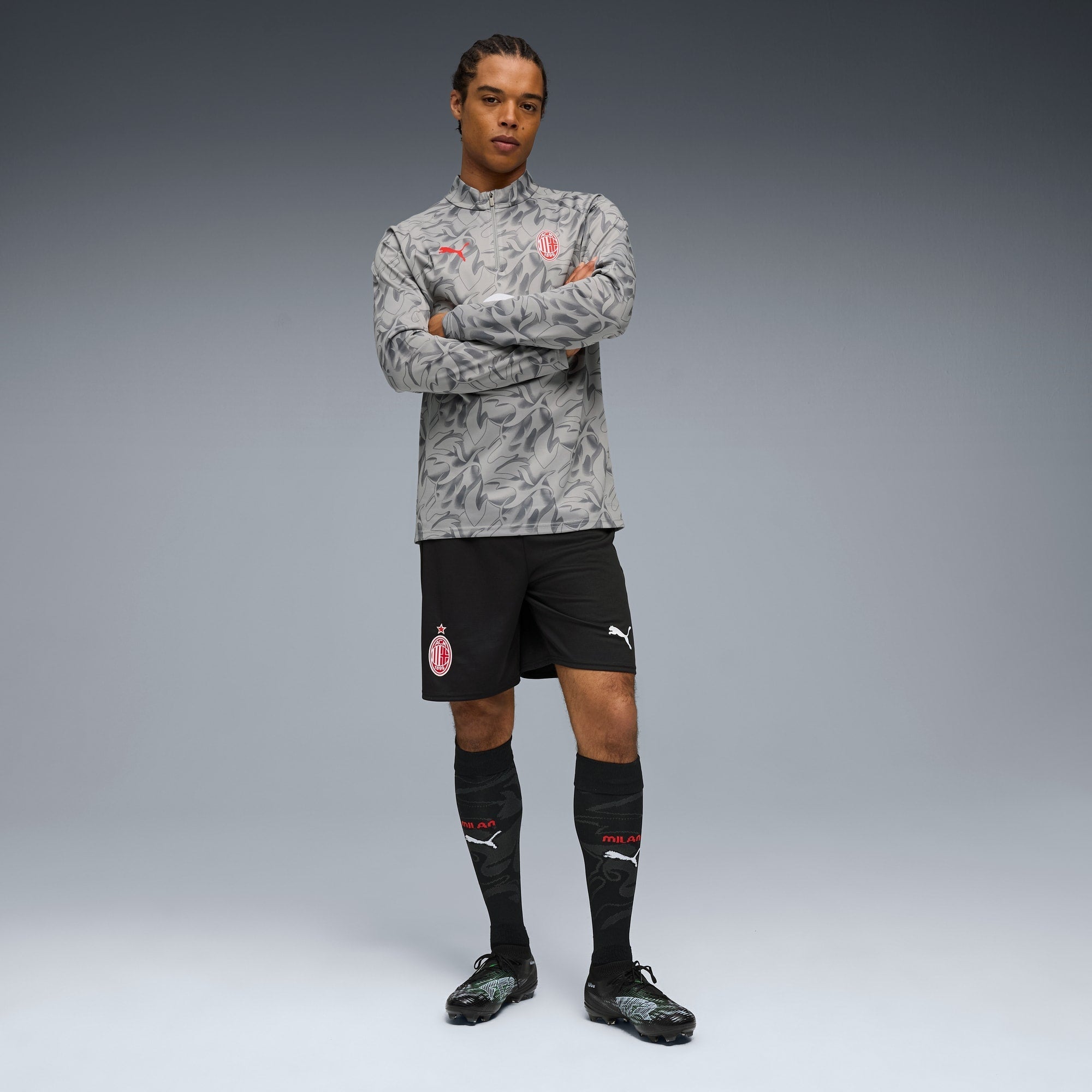 Blusa Quarter-Zip Pré-Jogo AC Milan 25/26 Masculina PUMA